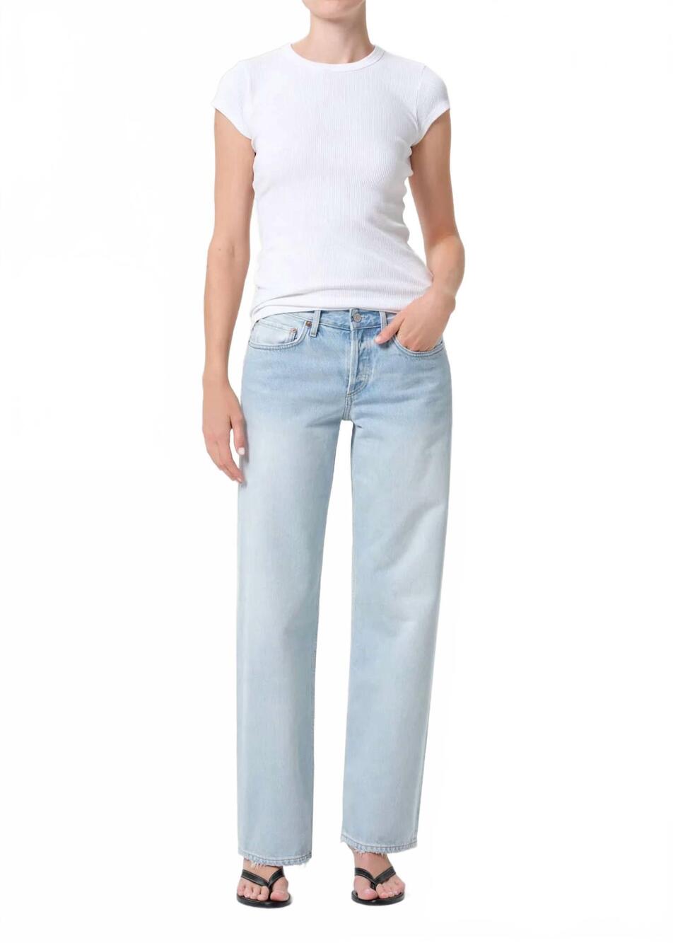 NEW AGOLDE women's low rise loose jeans in amplify